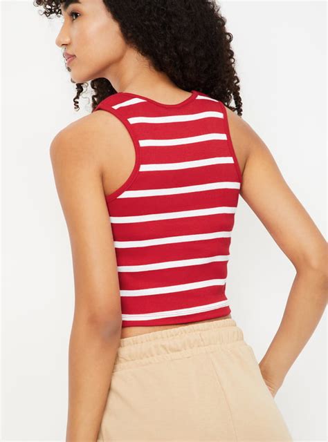 Buy Women Striped Athleisure Crop Tank Top Online at just Rs. 399.0 ...