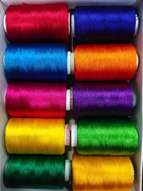 RAJ LAXMI LACE INDIA RL Multi Color Zari Threads - 20 Color Threads ...