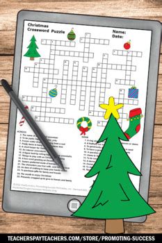 Secular Christmas Crossword Puzzle Vocabulary Worksheet ESL Morning Work