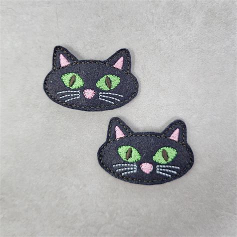 Black Cat Hair Clips, Black Cat Snap Clips, Halloween Hair Clips ...