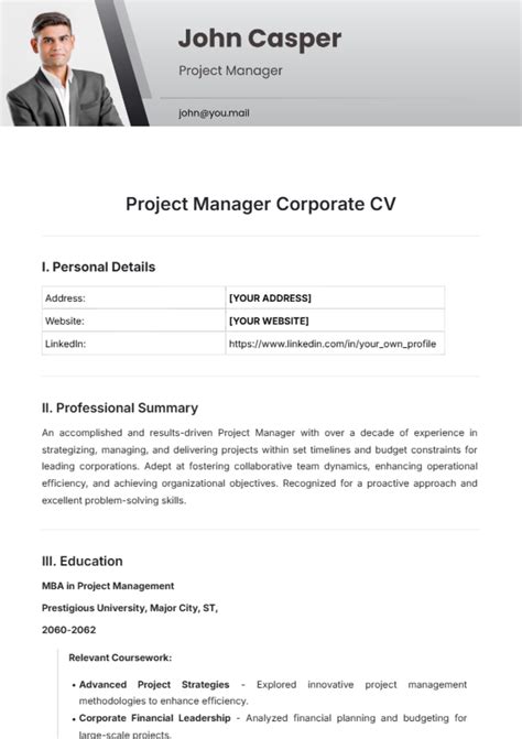 Image result for Operations Project Manager CV