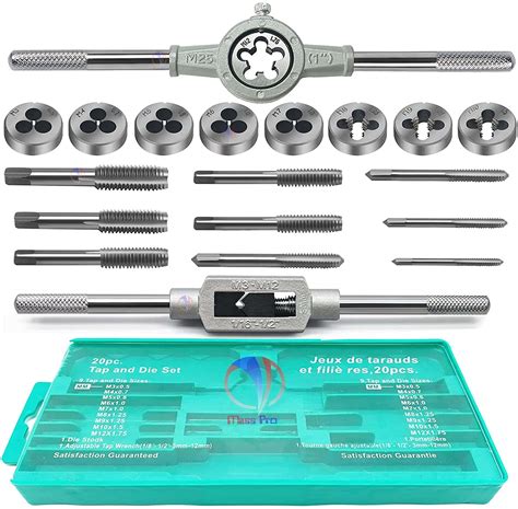 Mass Pro 20Pcs Metric & SAE Screw Thread Dies and Taps Wrench Kit ...