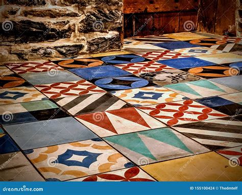Spanish Style Tile Floor stock photo. Image of multicolor - 155100424