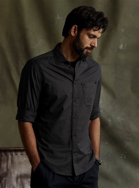 Kazi Smoke Shirt Casual Grey Solid Shirt for Men Online | Andamen