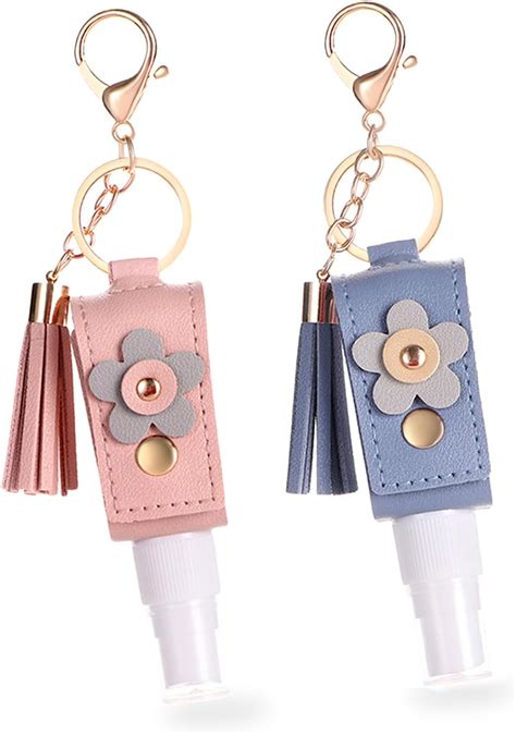 Amazon.com: Wuffove 2 PCS Hand Sanitizer Keychain, Portable Leather ...