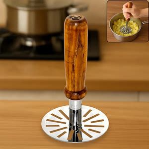 Lezayna Stainless Steel Potato Masher, Pav Bhaji Masher with wooden ...