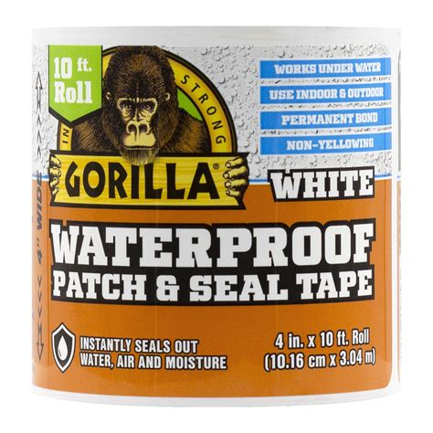 Buy Gorilla Waterproof Patch & Seal Tape 4" X 10' White, Pack Of 1 ...