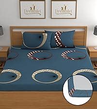 DREAMLET Premium Glace Cotton Elastic Fitted Bedsheets with 2 Full Size ...