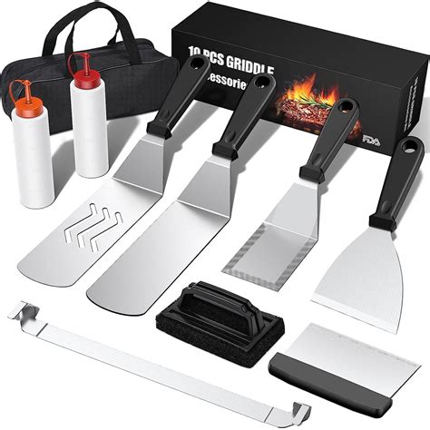 Blackstone 10-Piece Stainless Steel BBQ Grill Tool Set, Extra Thick ...