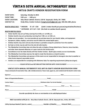 Fillable Online ARTS & CRAFTS VENDOR REGISTRATION FORM Fax Email Print ...