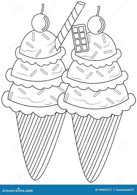 Ice cream coloring page stock illustration. Illustration of crayons ...