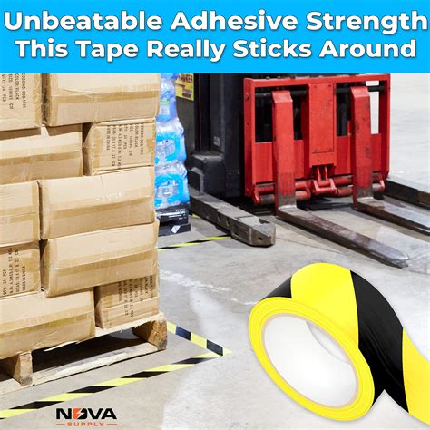 Single Roll of Ultra-Adhesive, Black & Yellow Hazard Tape for Floor ...