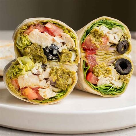 Mediterranean Chicken Wraps with Pesto