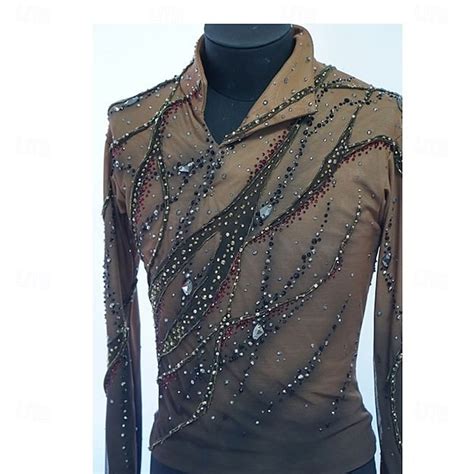 Figure Skating Top Men's Boys' Ice Skating Tops Black Yellow Patchwork ...