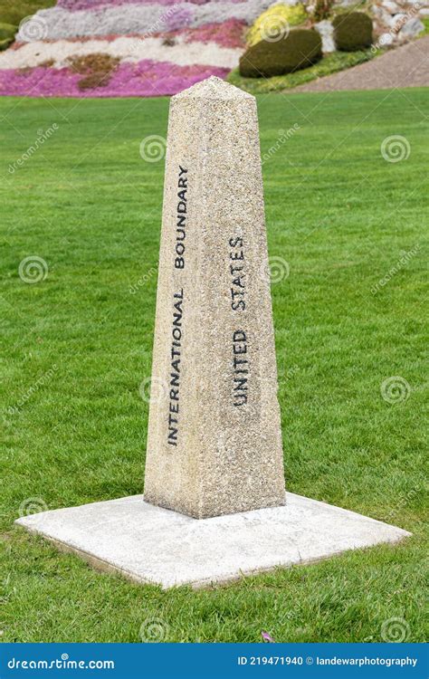International Boundary Marker between United States and Canada at ...