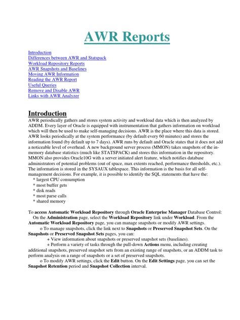 Image result for AWR SQL Report Oracle