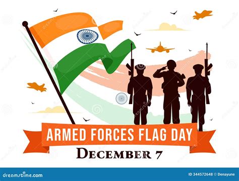 Indian Armed Forces Flag Day Vector Illustration With India And Army Flags In National Holiday ...