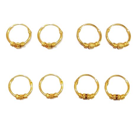 My.Shop Golden Metal Brass Earrings for Girls (Pack of 4) : Amazon.in ...