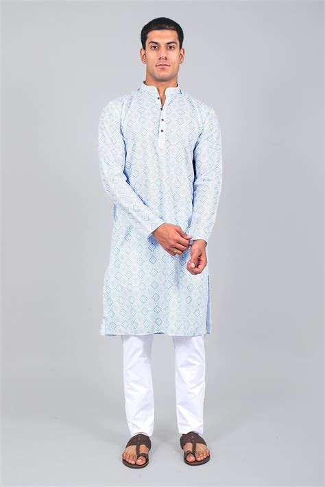 Bluesaanchi Effortlessly Stylish Textured Light Blue Kurta Set for Men ...