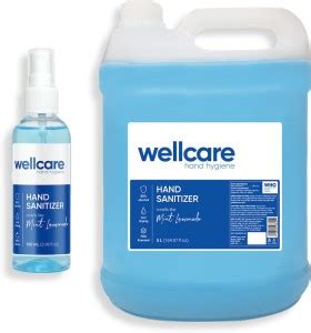 Wellcare Spray Liquid 5L + 100ml WHO recommended 80% Alcohol Smells ...
