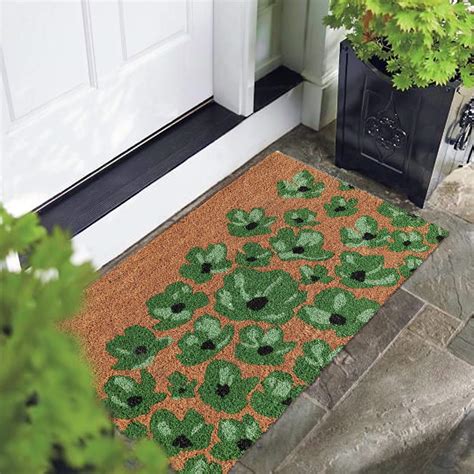 Buy Onlymat Flower Printed Designer Doormat Brown & Green Weatherproof ...