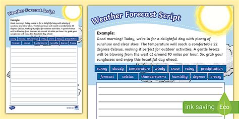 Weather Forecast Script Activity (teacher made) - Twinkl