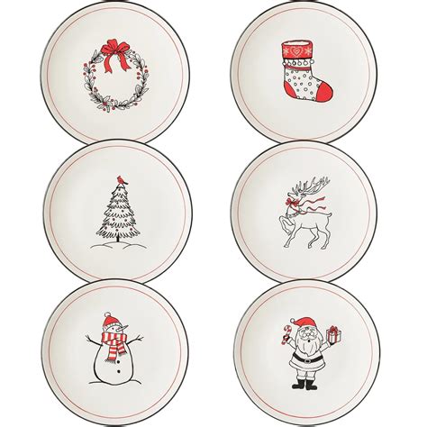 Buy Christmas Plates Set of 6 – 8.5 Inch Christmas Theme Holiday ...