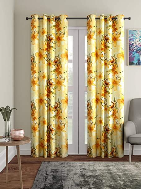 Buy Home Sizzler 2 Piece Lily Flower Eyelet Polyester Door Curtains - 7 ...