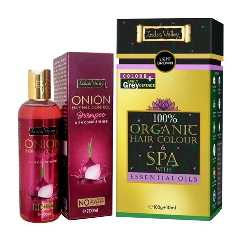 INDUS VALLEY 100% Organic Hair Color Light Brown & Spa With Onion ...