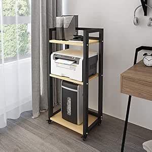 INDIAN DECOR XL65204 Movable Printer Stand 3-Tier with Storage Black ...