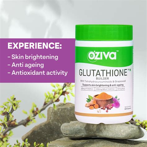 OZiva Plant Based Glutathione Builder for Skin Brightening & Reduced ...