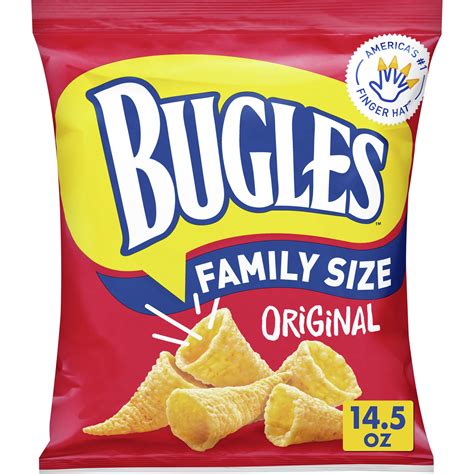Bugles Crispy Corn Snacks, Original Flavor, Family Size Snack Bag, 14.5 ...