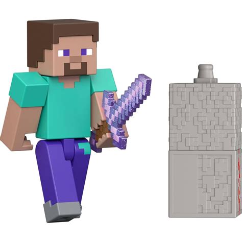 Mattel Minecraft Steve Action Figure & Accessory Set, 3.25-inch Scale ...
