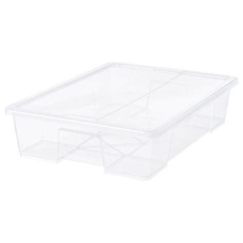 SAMLA box with lid, transparent, 79x57x18 cm/55 l (31x22 ½x7"/15 gallon ...