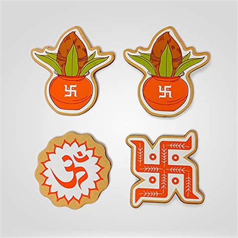 Buy Wood Gully - Wooden Shubh Labh Kalash Sticker, Om and Swastik Combo ...