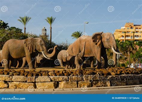BENALMADENA, SPAIN - 21 NOVEMBER 2022 Roundabouts of the Elephants in ...
