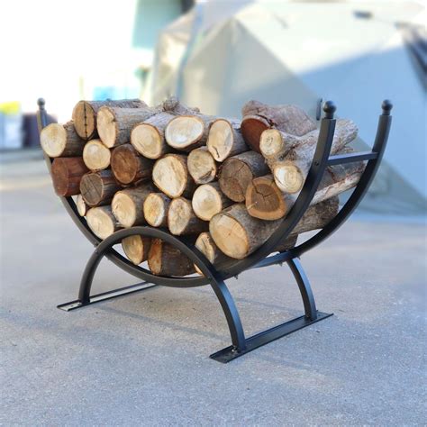 Custom Heavy Duty Metal Fireplace Log Rack Indoor Curved Firewood Rack ...