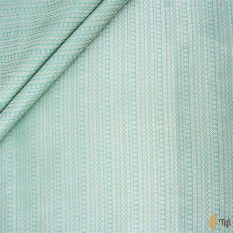 Turquoise Blue Pure Katan Silk Banarasi Handloom Fabric - Tilfi
