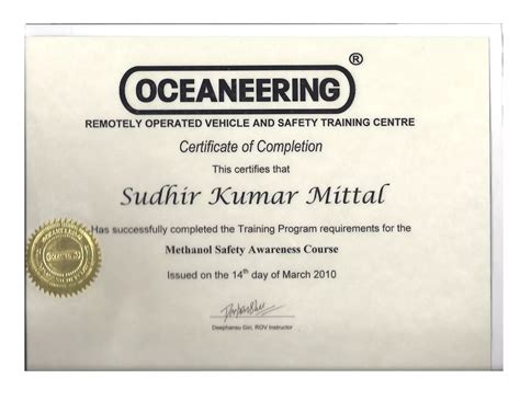 ROV Certificates | PDF