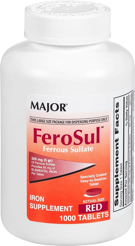 Amazon.com: Major FeroSul - Ferrous Sulfate 325 mg Tablets - Iron Supplement for Women and Men ...