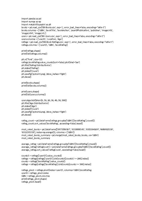 Book recommdation - final report - import pandas as pd import numpy as ...