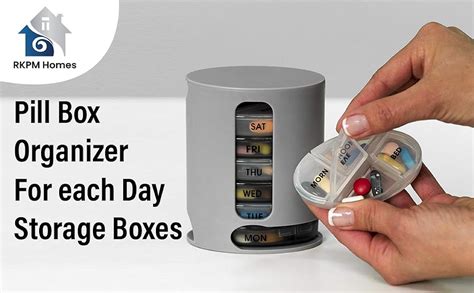 RKPM HOMES Pill Box Organizer | 7 Portable Tray Pill Box with 4 ...