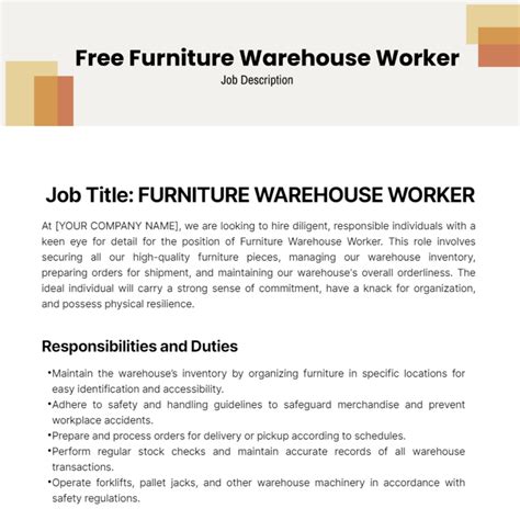 Warehouse Job Description