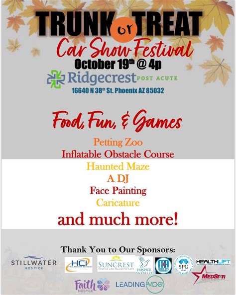 Trunk or Treat & Car Show Festival! , Ridgecrest Post Acute, Phoenix ...