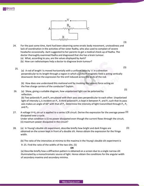 Class 12 Physics CBSE Sample Paper 的图像结果