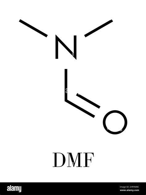 Dimethylformamide (DMF) chemical solvent molecule. Skeletal formula ...