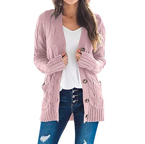 Besolor Women's Fall Winter Cardigans Button down Open Front Sweater ...