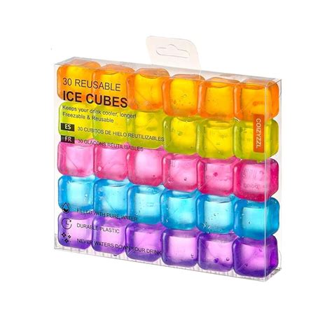 Amazon.com: COIZYZZL Reusable Ice Cubes - Quick Freeze Clear Plastic Square Ice cubes With ...