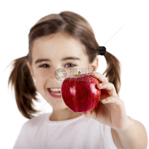 拿着苹果的小女孩形象高清图片下载-正版图片307795022-摄图网