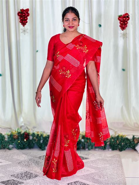 Machine Embroidery Detailed Kota Saree | NHH568 – Aham Designer Boutique